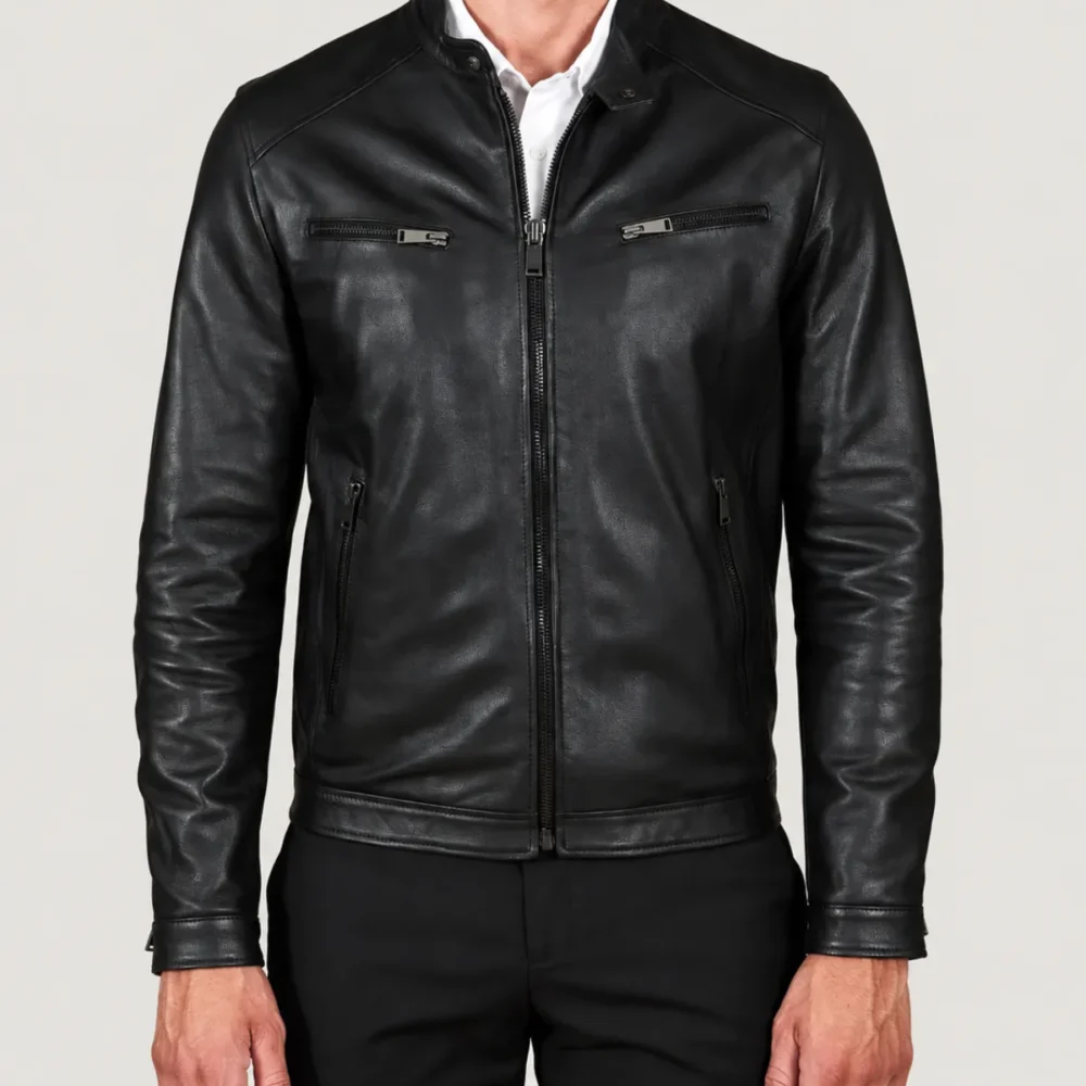 Kilcreggan Four-Zip Black Leather Café Racer Jacket