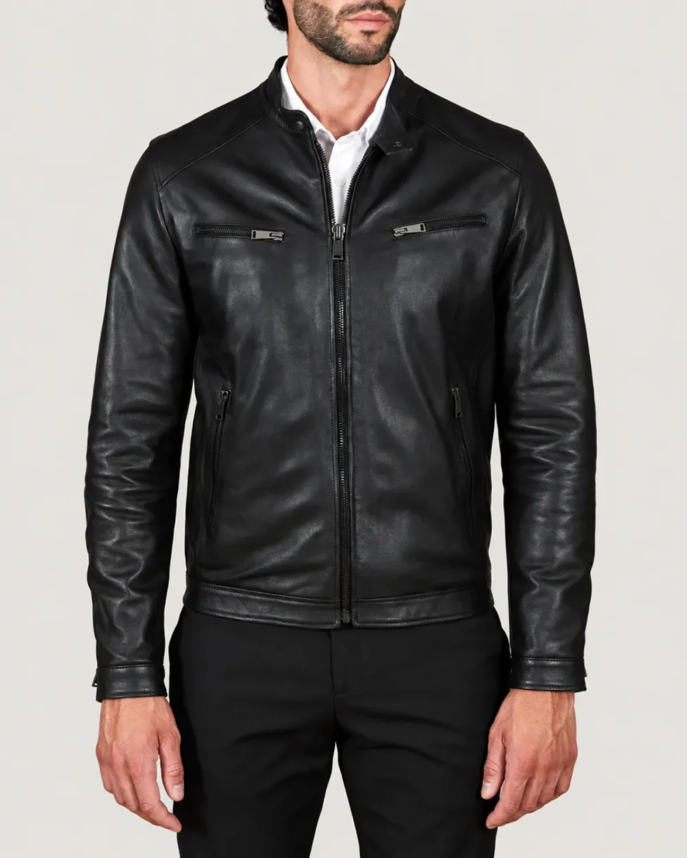 Kilcreggan Four-Zip Black Leather Café Racer Jacket