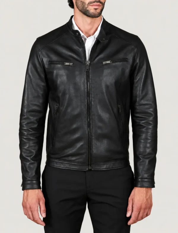 Kilcreggan Four-Zip Black Leather Café Racer Jacket