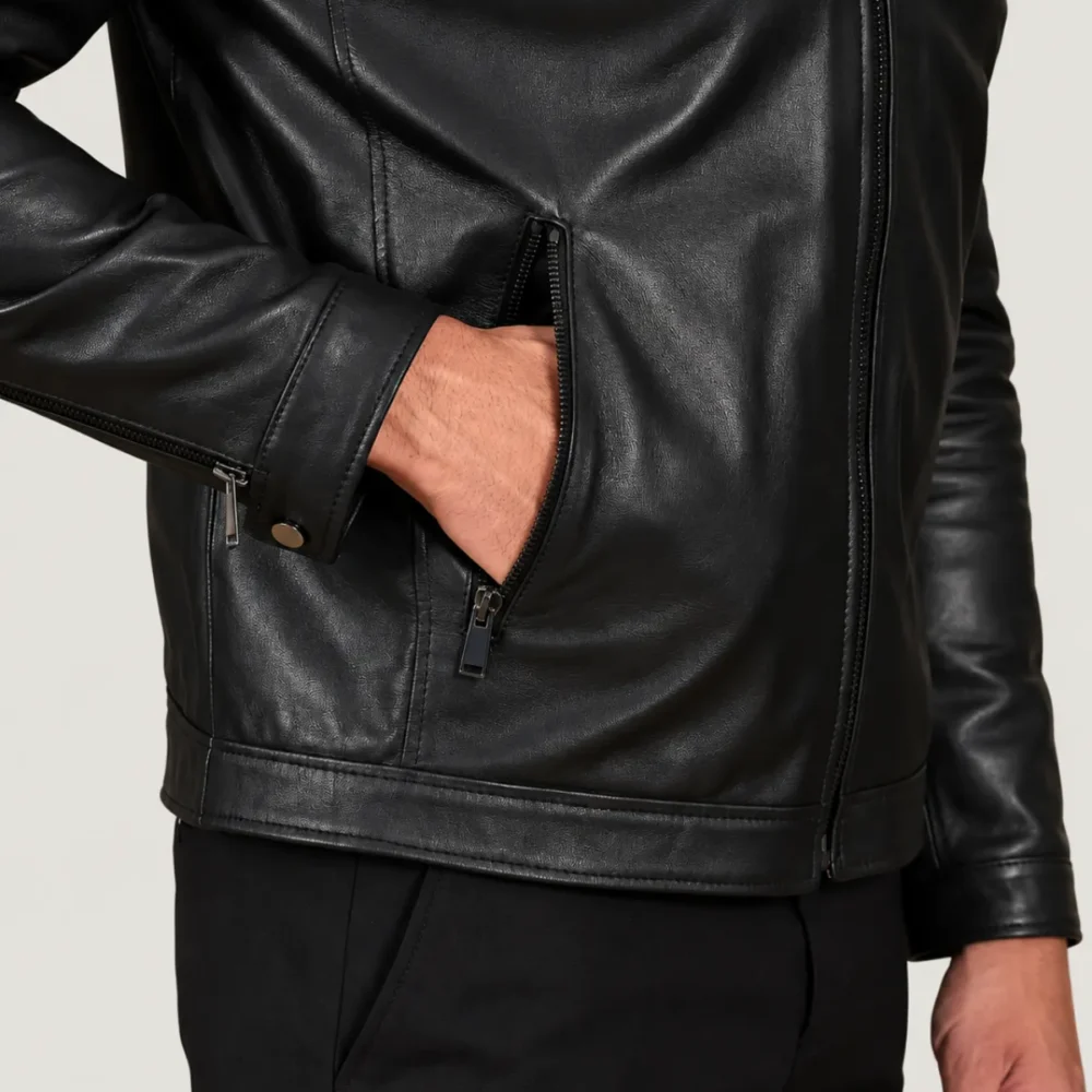 Kilcreggan Four-Zip Black Leather Café Racer Jacket