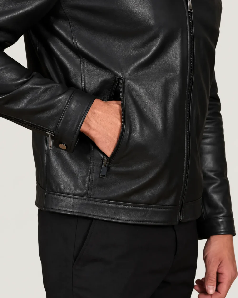 Kilcreggan Four-Zip Black Leather Café Racer Jacket
