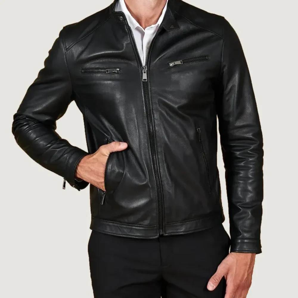 Kilcreggan Four-Zip Black Leather Café Racer Jacket