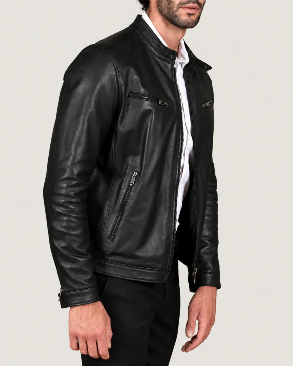 Kilcreggan Four-Zip Black Leather Café Racer Jacket