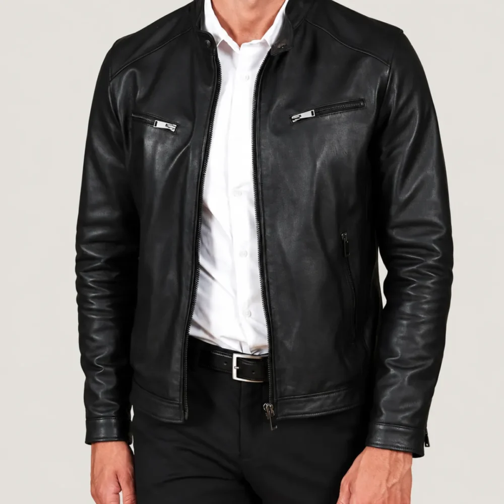 Kilcreggan Four-Zip Black Leather Café Racer Jacket