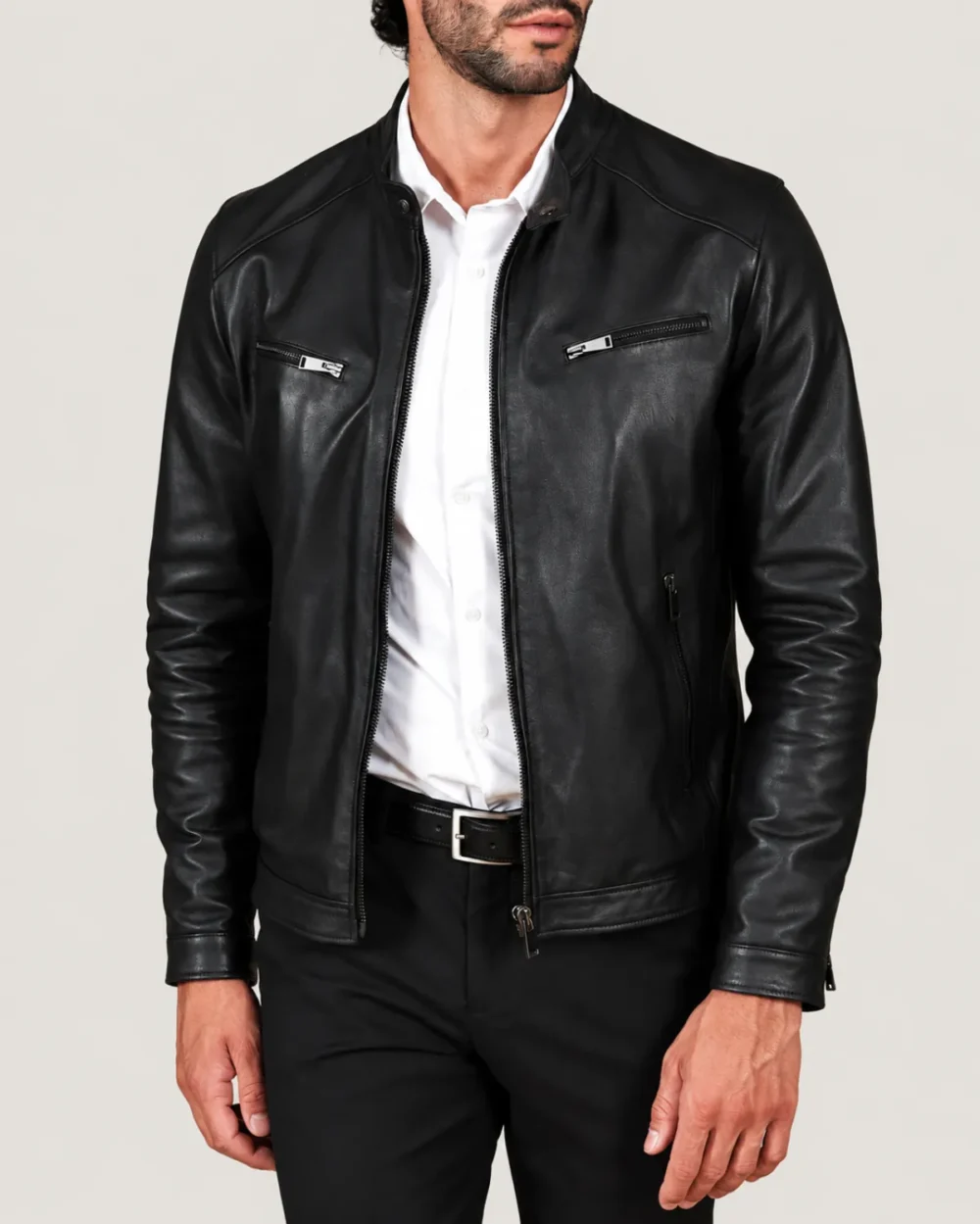 Kilcreggan Four-Zip Black Leather Café Racer Jacket
