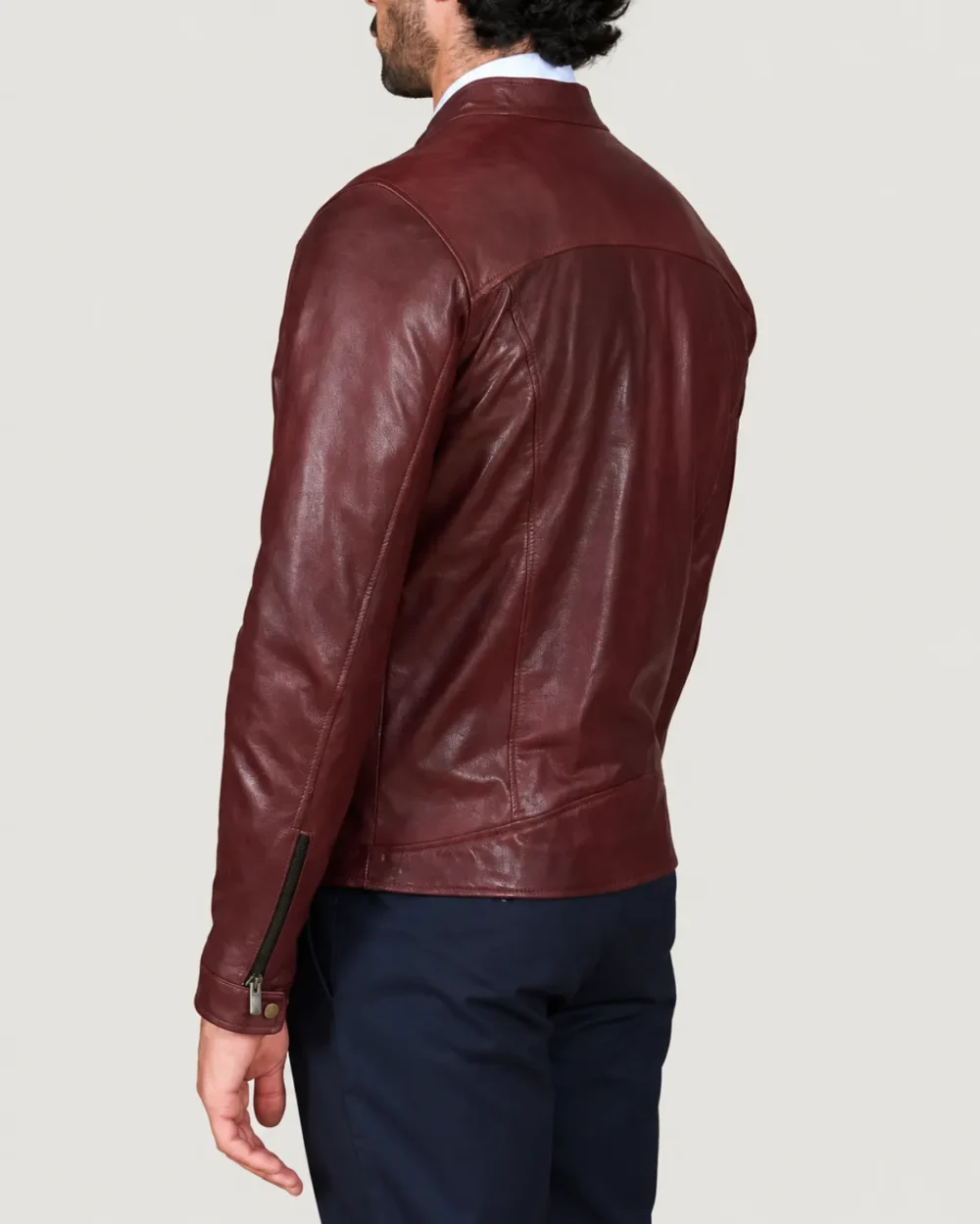 Kilcreggan Four-Zip Burgundy Leather Café Racer Jacket