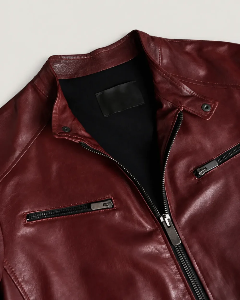 Kilcreggan Four-Zip Burgundy Leather Café Racer Jacket
