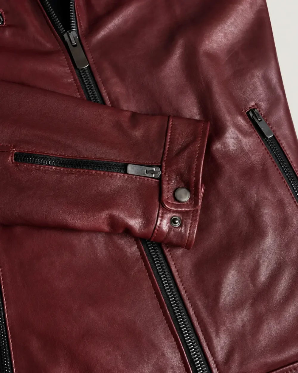 Kilcreggan Four-Zip Burgundy Leather Café Racer Jacket