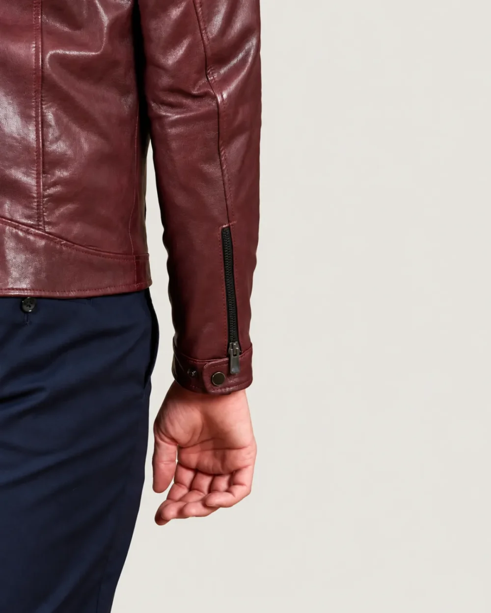 Kilcreggan Four-Zip Burgundy Leather Café Racer Jacket