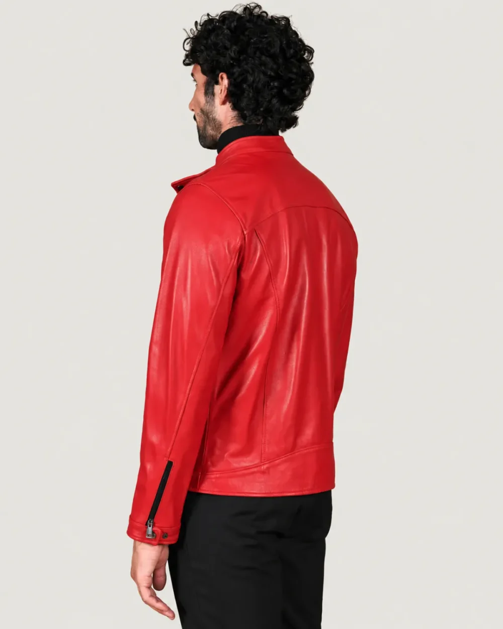 Kilcreggan Four-Zip Carmine Red Leather Café Racer Jacket