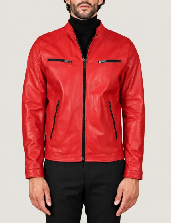 kilcreggan-four-zip-carmine-red-leather-cafe-racer-jacket-main Kilcreggan Four-Zip Carmine Red Leather Café Racer Jacket
