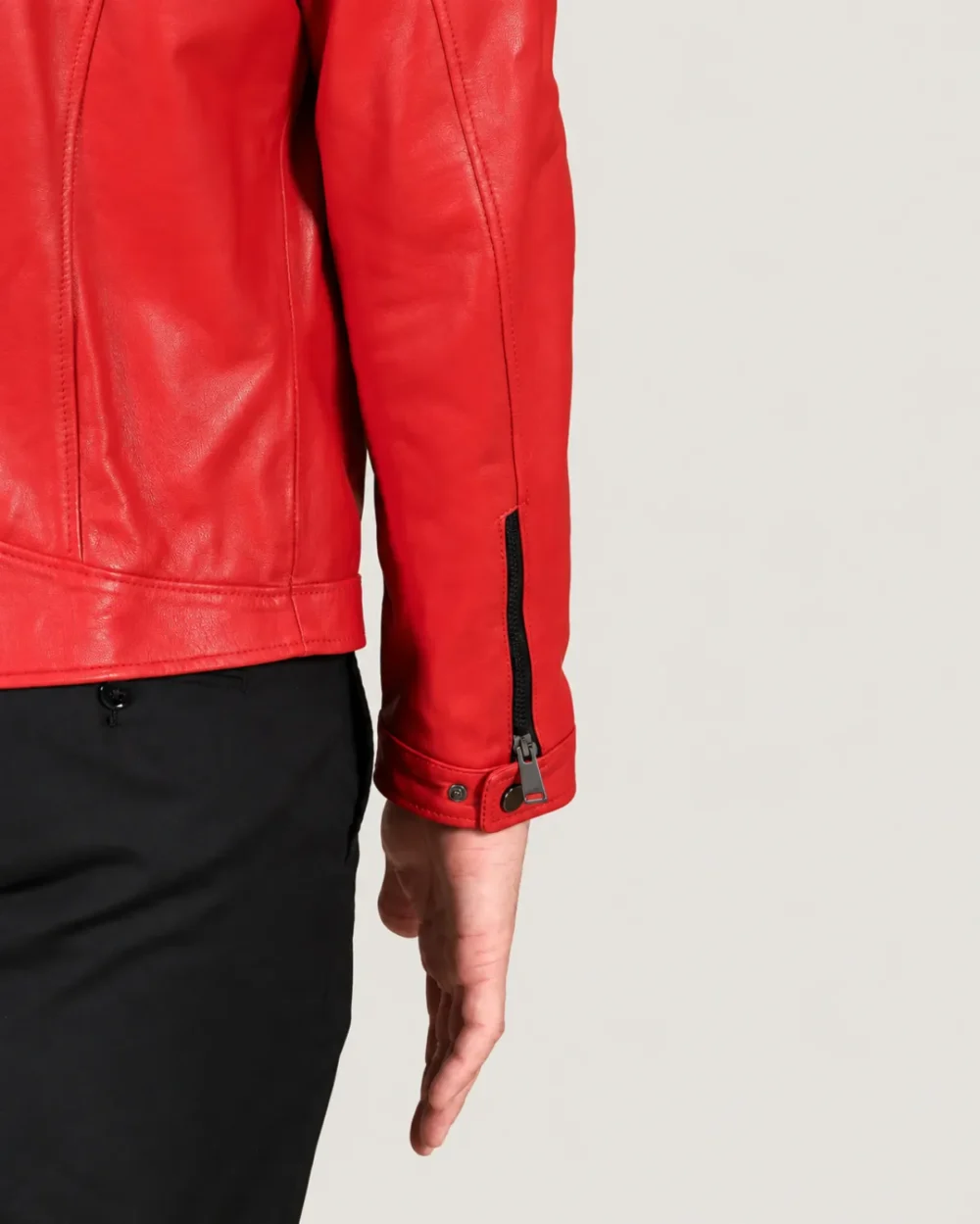 Kilcreggan Four-Zip Carmine Red Leather Café Racer Jacket