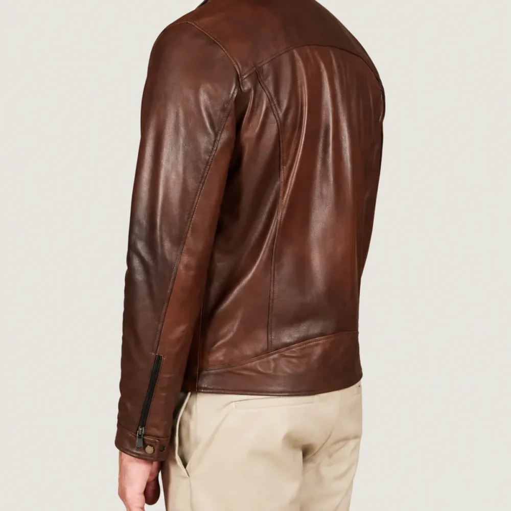 Kilcreggan Four-Zip Chestnut Brown Leather Café Racer Jacket