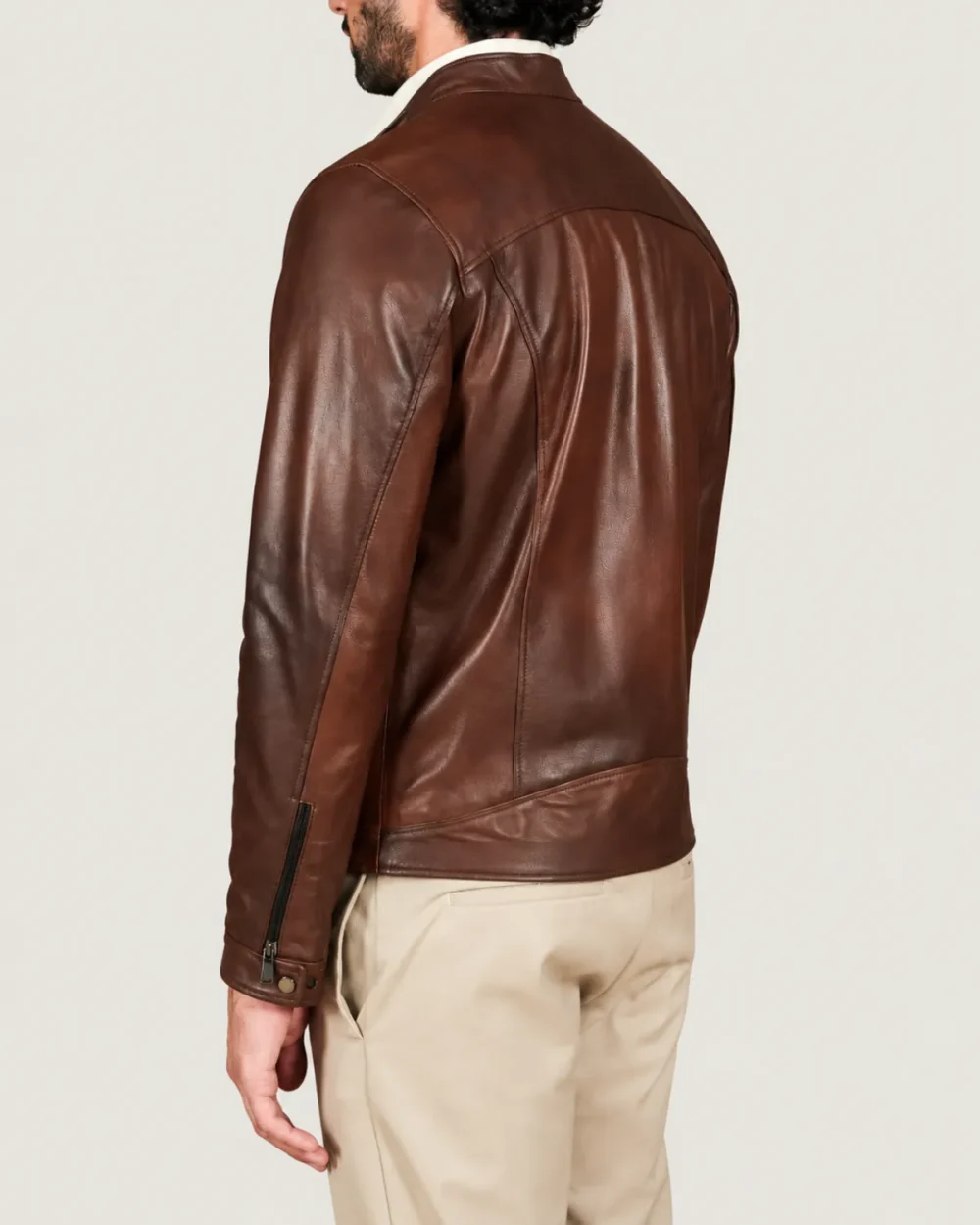 Kilcreggan Four-Zip Chestnut Brown Leather Café Racer Jacket