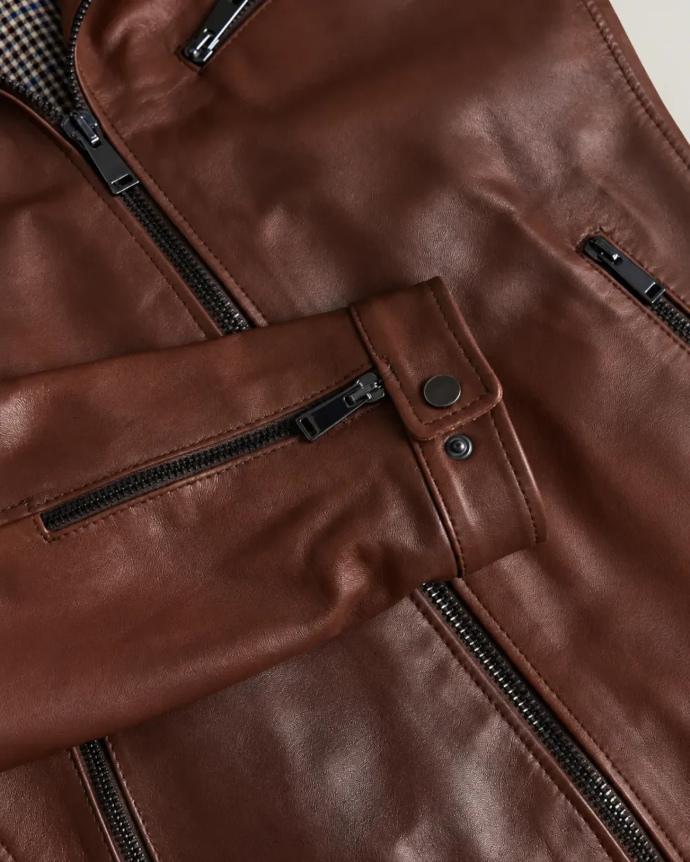 Kilcreggan Four-Zip Chestnut Brown Leather Café Racer Jacket