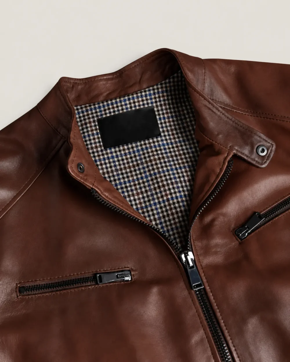 Kilcreggan Four-Zip Chestnut Brown Leather Café Racer Jacket