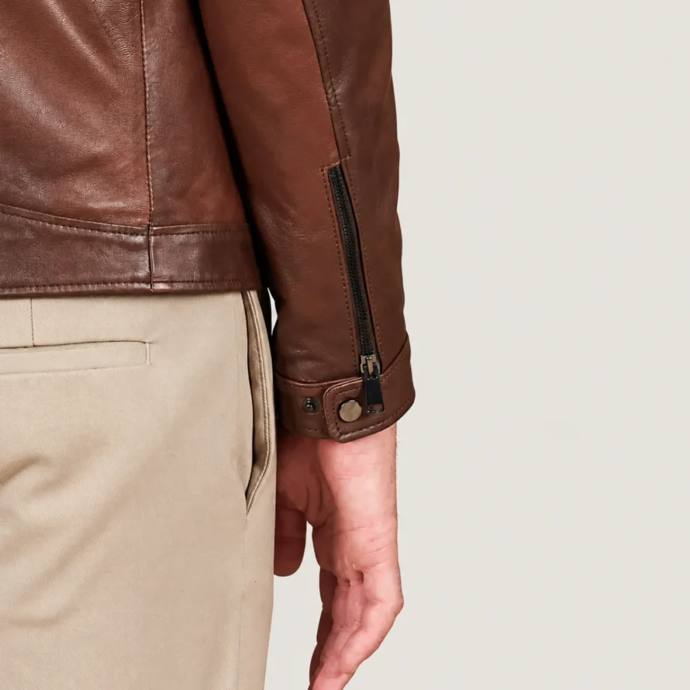 Kilcreggan Four-Zip Chestnut Brown Leather Café Racer Jacket