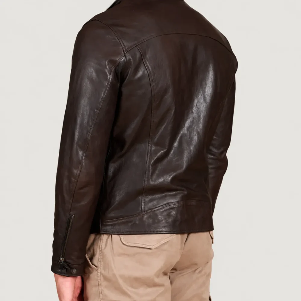 Kilcreggan Four-Zip Dark Brown Leather Café Racer Jacket