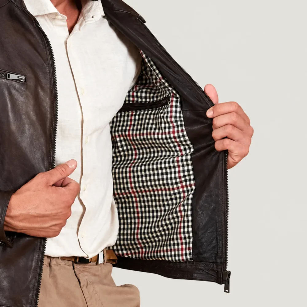 Kilcreggan Four-Zip Dark Brown Leather Café Racer Jacket