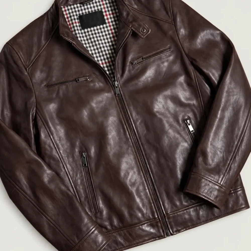 Kilcreggan Four-Zip Dark Brown Leather Café Racer Jacket