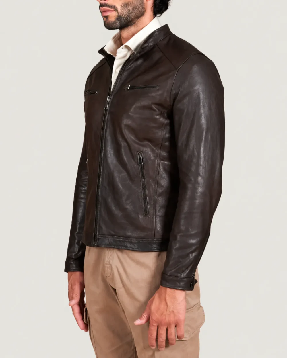 Kilcreggan Four-Zip Dark Brown Leather Café Racer Jacket