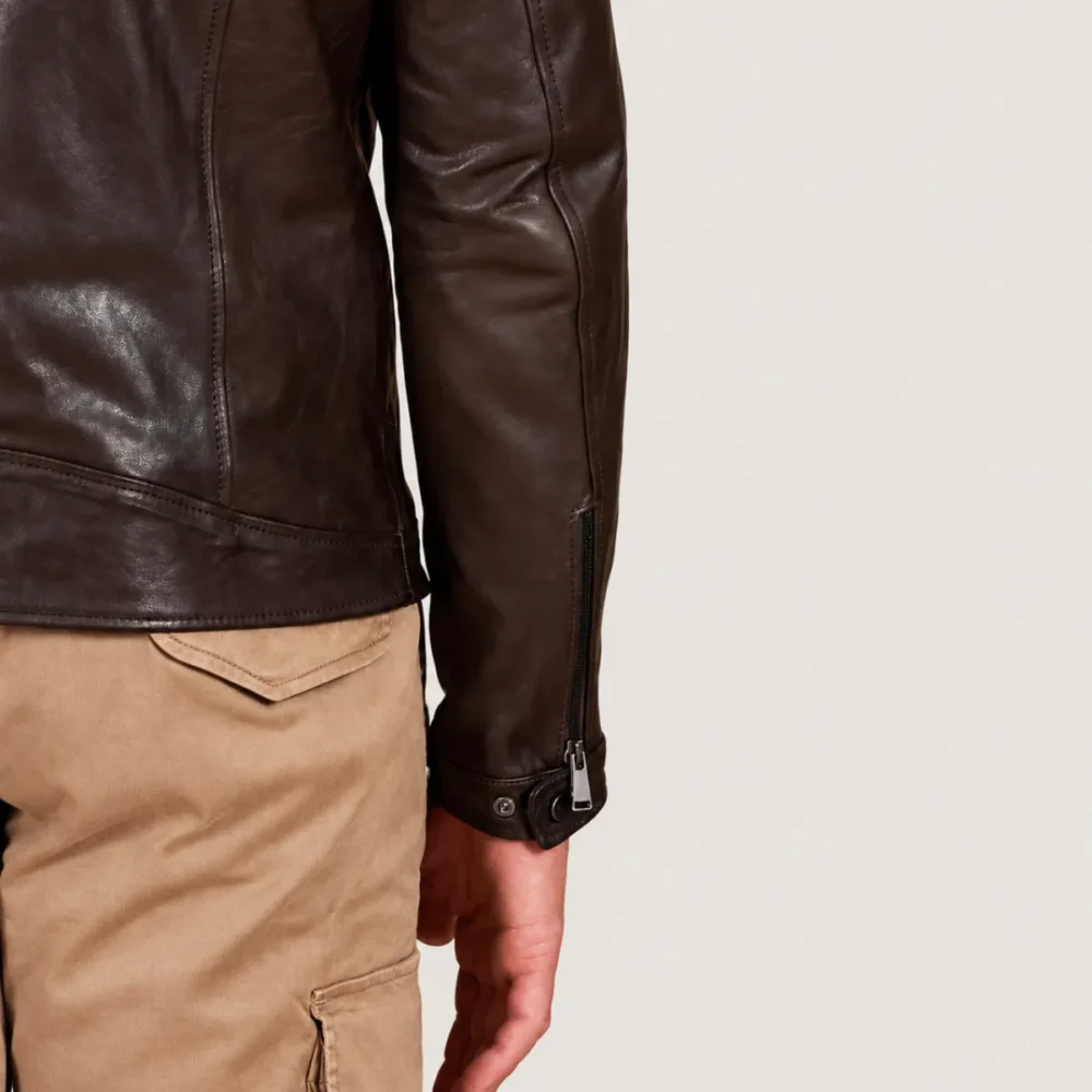 Kilcreggan Four-Zip Dark Brown Leather Café Racer Jacket
