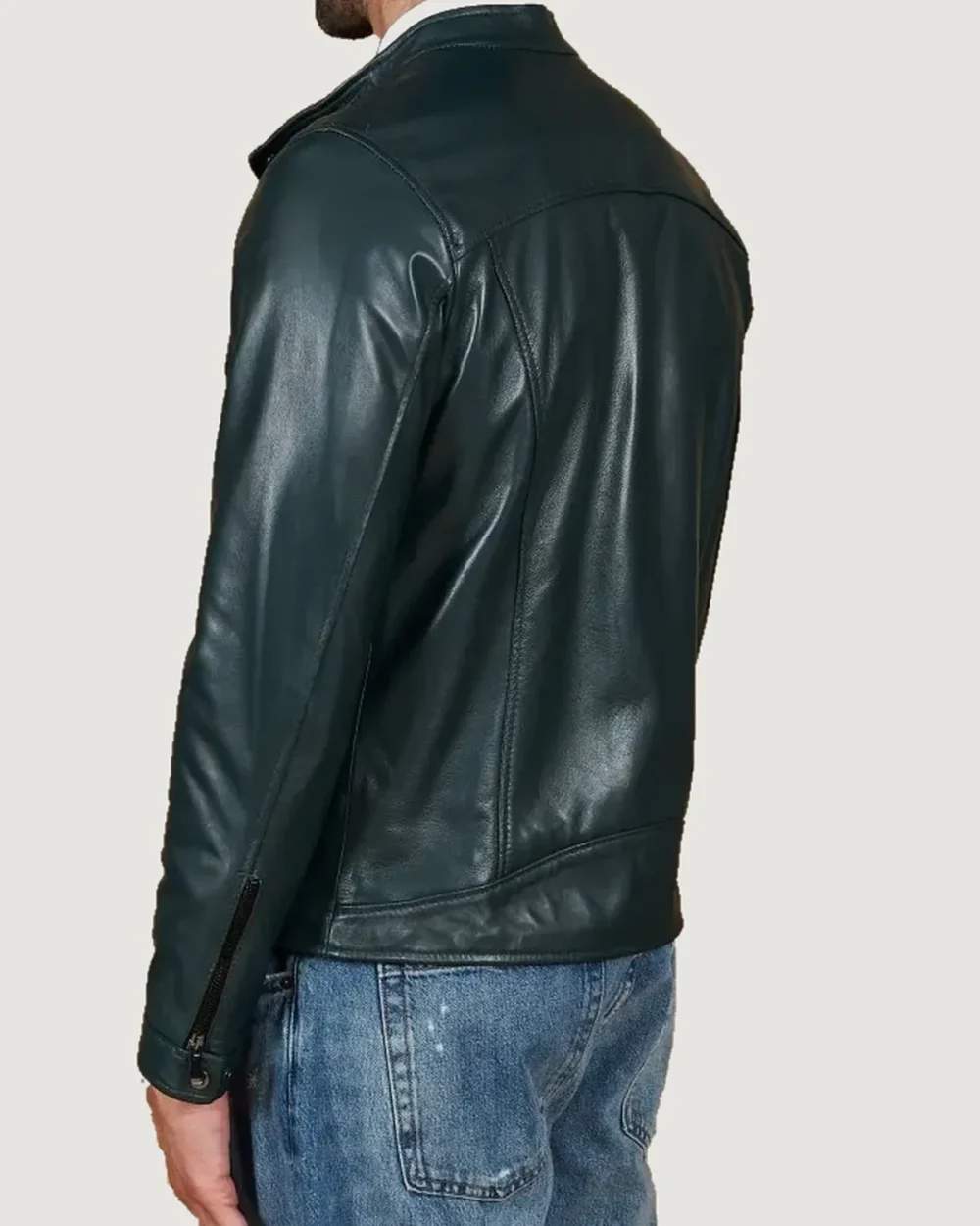 kilcreggan-four-zip-loch-forest-green-leather-cafe-racer-jacket-back Kilcreggan Four-Zip Loch Forest Green Leather Café Racer Jacket