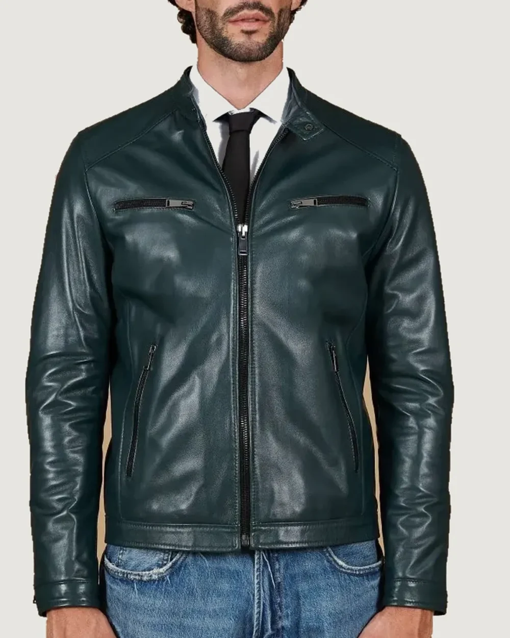 kilcreggan-four-zip-loch-forest-green-leather-cafe-racer-jacket-main Kilcreggan Four-Zip Loch Forest Green Leather Café Racer Jacket