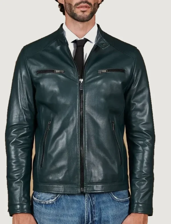 kilcreggan-four-zip-loch-forest-green-leather-cafe-racer-jacket-main Kilcreggan Four-Zip Loch Forest Green Leather Café Racer Jacket