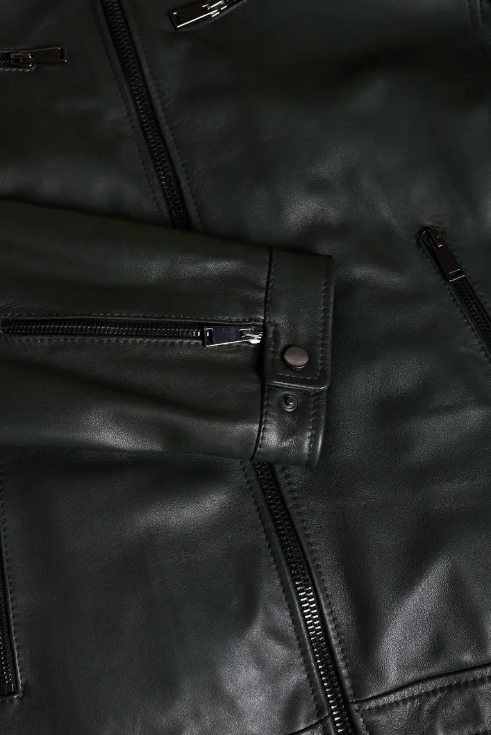 kilcreggan-four-zip-loch-forest-green-leather-cafe-racer-jacket-raw Kilcreggan Four-Zip Loch Forest Green Leather Café Racer Jacket