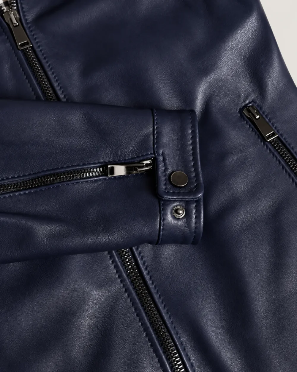 Kilcreggan Four-Zip Navy Blue Leather Café Racer Jacket