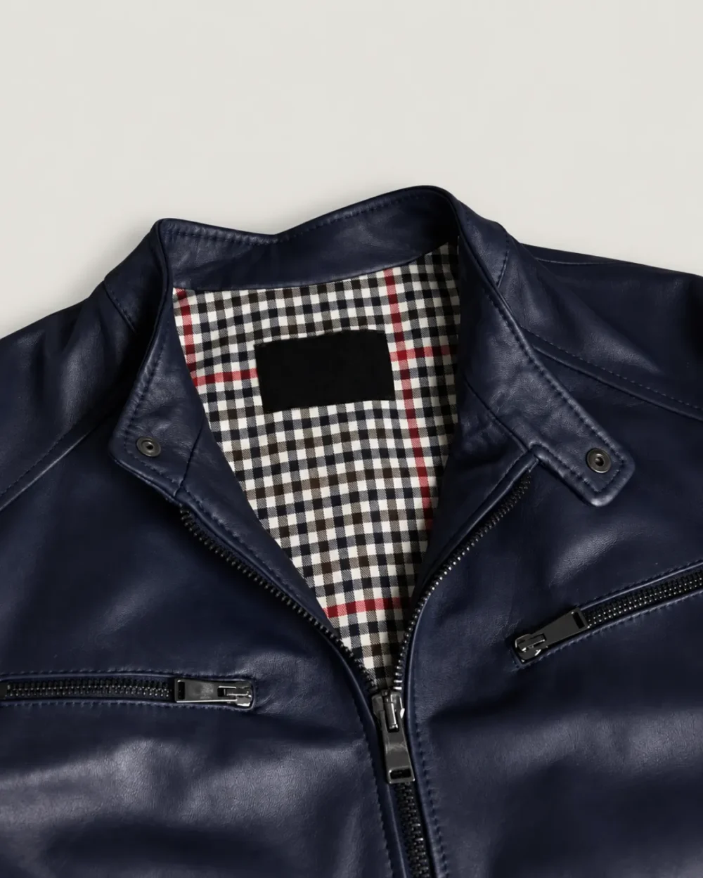 Kilcreggan Four-Zip Navy Blue Leather Café Racer Jacket