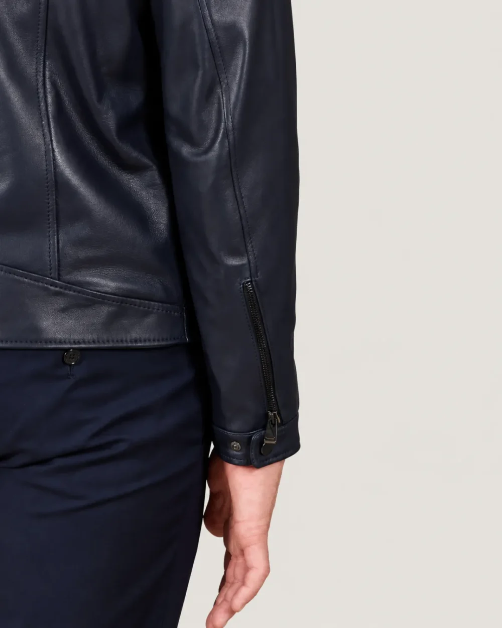 Kilcreggan Four-Zip Navy Blue Leather Café Racer Jacket