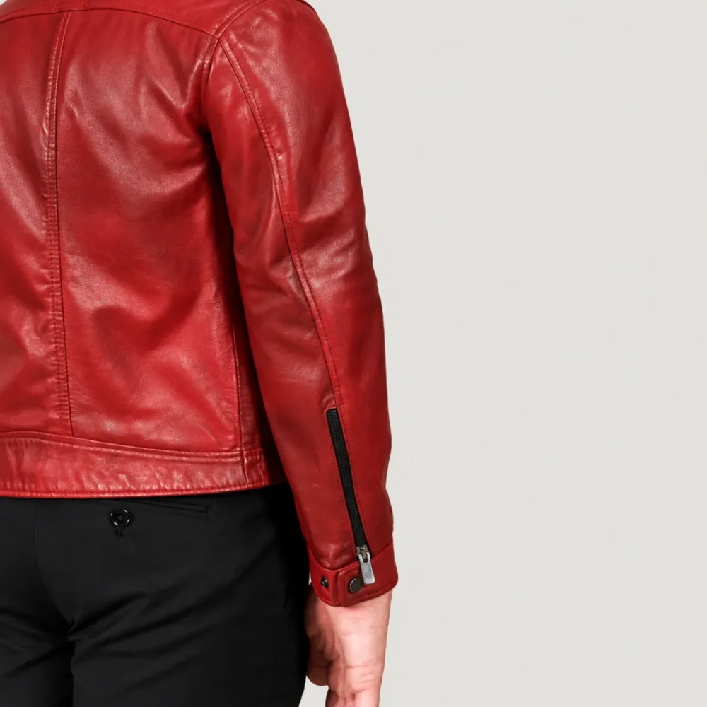Kilcreggan Four-Zip Red Leather Café Racer Jacket