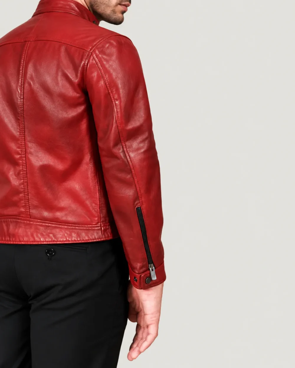 Kilcreggan Four-Zip Red Leather Café Racer Jacket