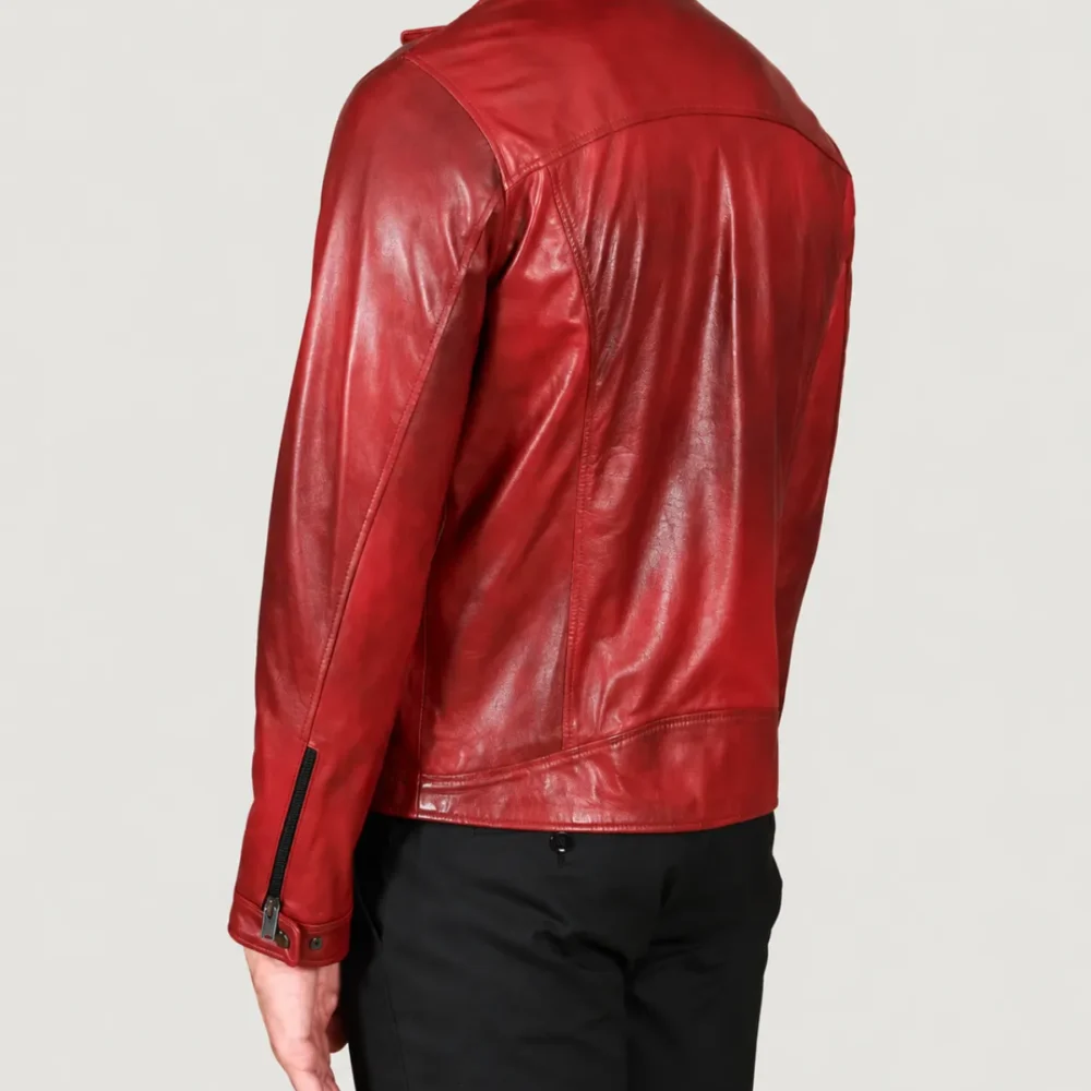 Kilcreggan Four-Zip Red Leather Café Racer Jacket