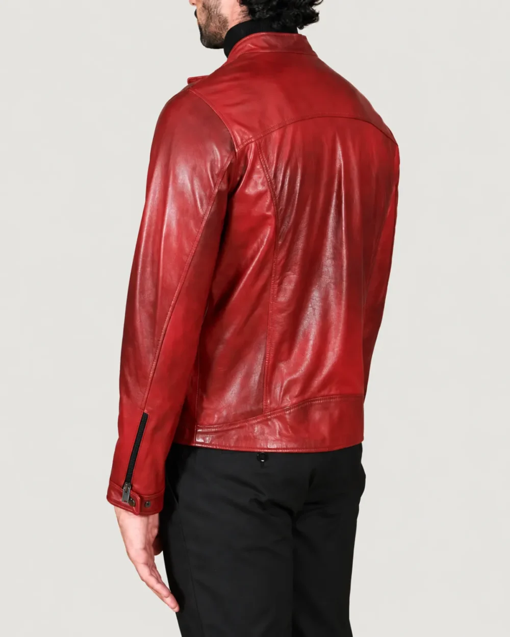 Kilcreggan Four-Zip Red Leather Café Racer Jacket