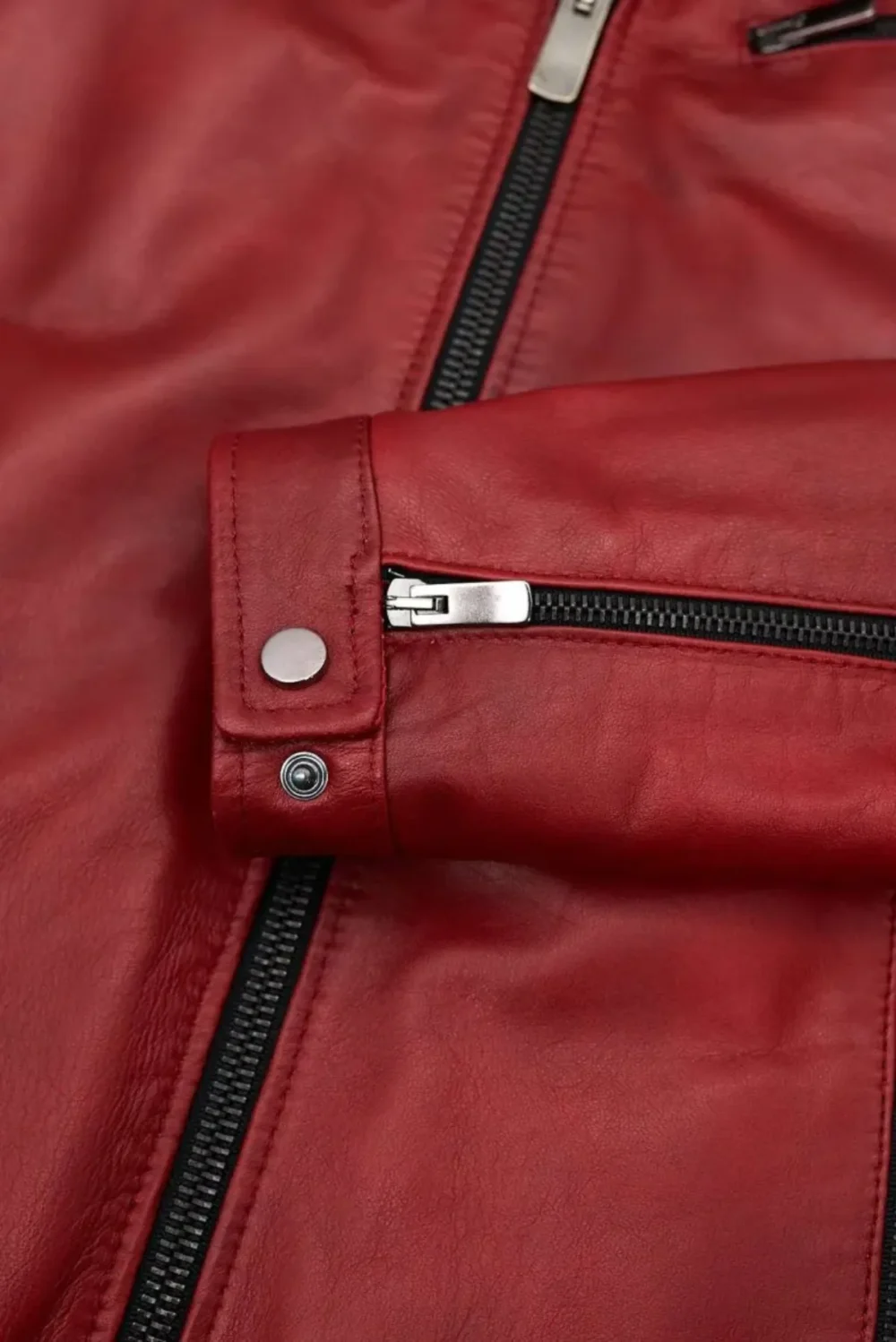 Kilcreggan Four-Zip Red Leather Café Racer Jacket