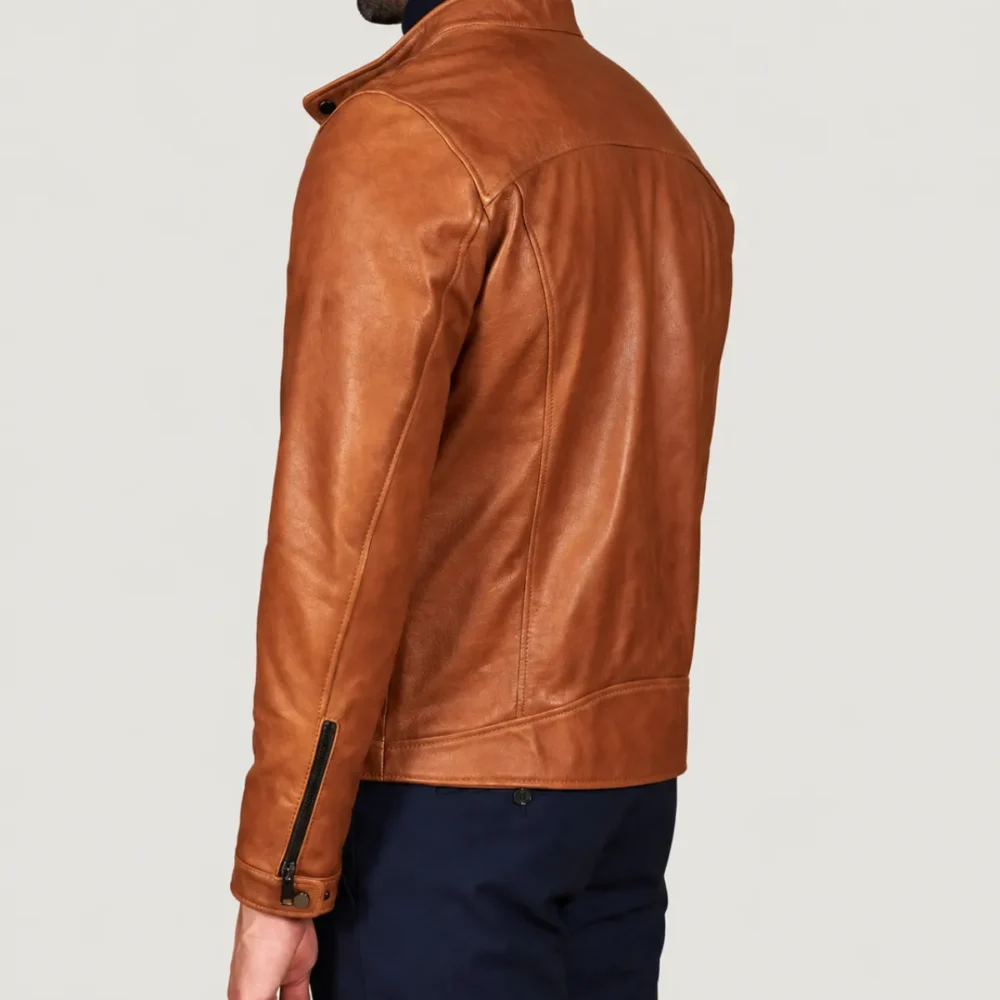Kilcreggan Four-Zip Tan Leather Café Racer Jacket
