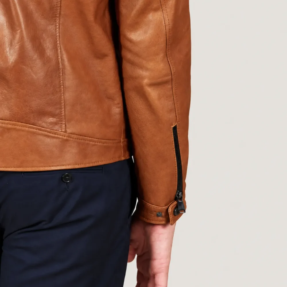 Kilcreggan Four-Zip Tan Leather Café Racer Jacket