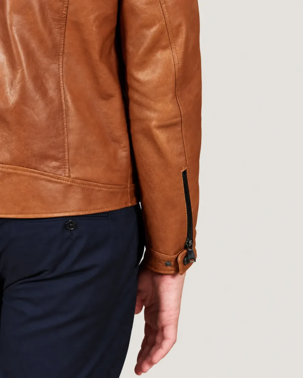 Kilcreggan Four-Zip Tan Leather Café Racer Jacket