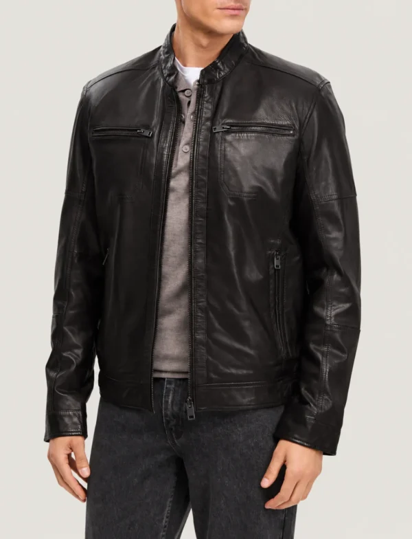 Lerwick Four-Zip Dark Brown Leather Café Racer Jacket