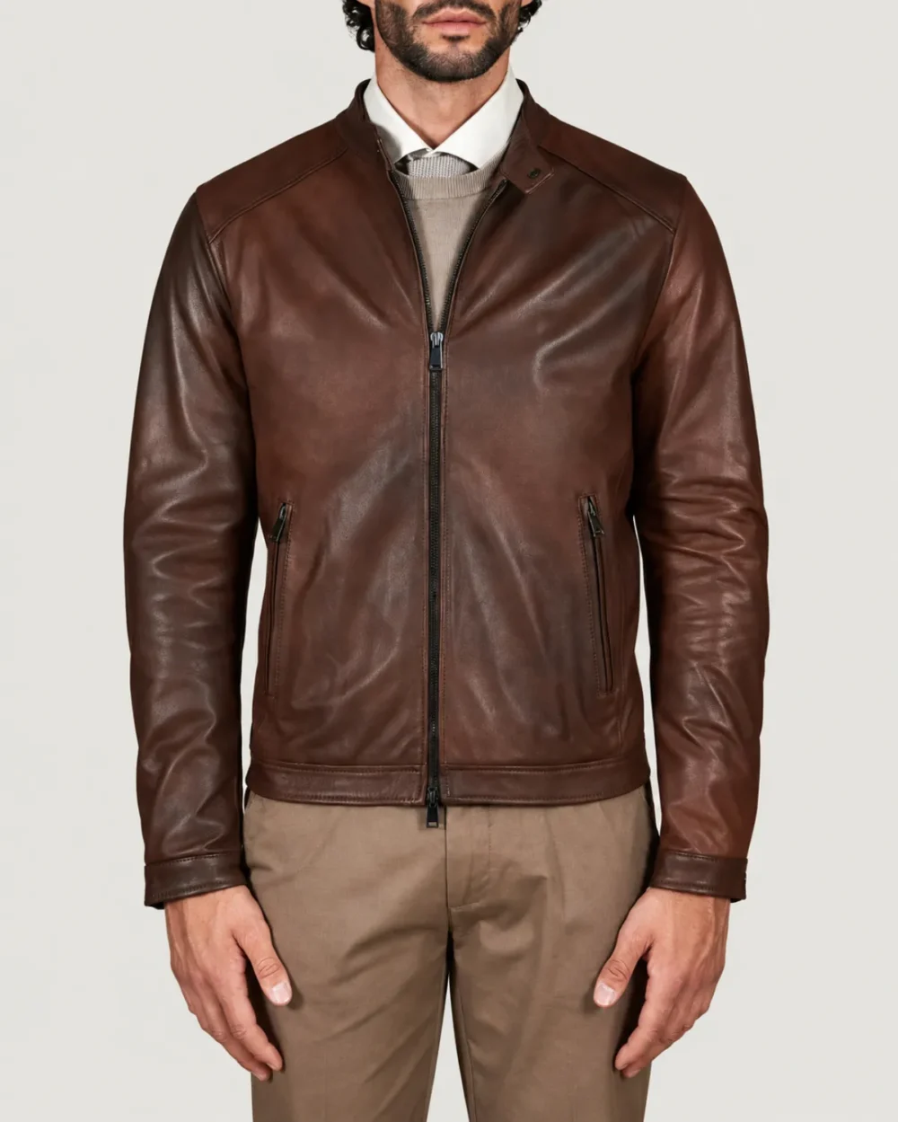 lossiemouth-chestnut-brown-leather-cafe-racer-jacket-main Lossiemouth Chestnut Brown Leather Café Racer Jacket