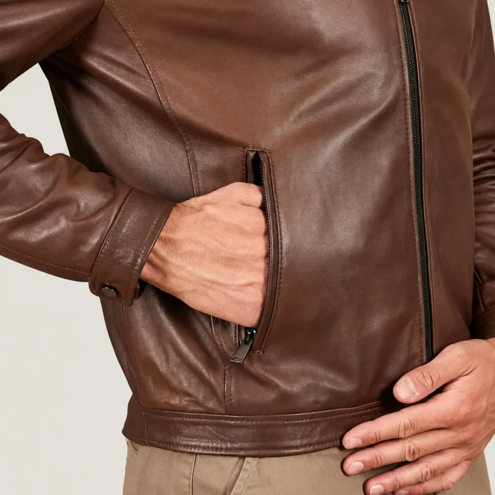 lossiemouth-chestnut-brown-leather-cafe-racer-jacket-pocket Lossiemouth Chestnut Brown Leather Café Racer Jacket