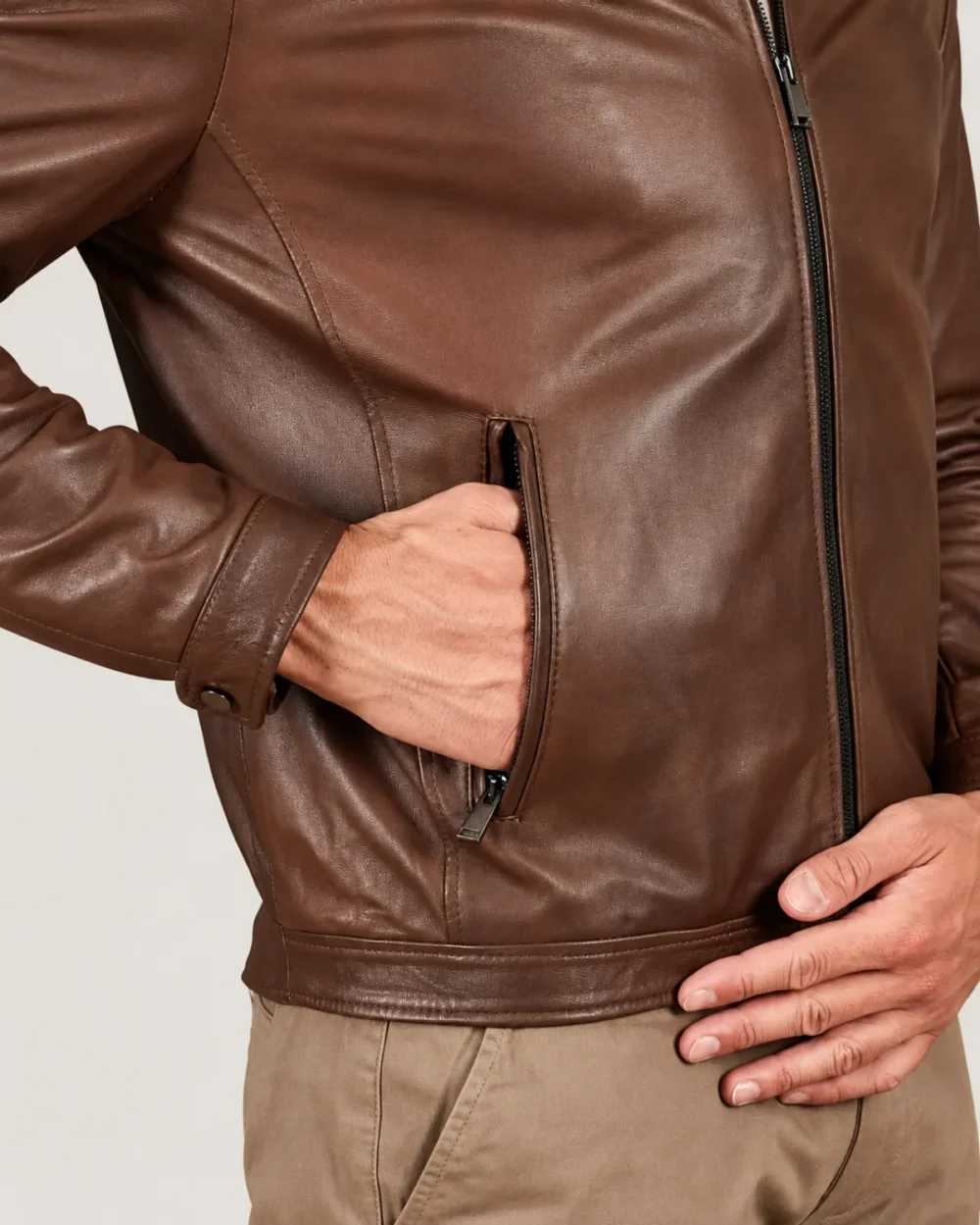 lossiemouth-chestnut-brown-leather-cafe-racer-jacket-pocket Lossiemouth Chestnut Brown Leather Café Racer Jacket