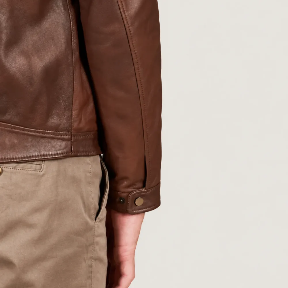 lossiemouth-chestnut-brown-leather-cafe-racer-jacket-sleeves Lossiemouth Chestnut Brown Leather Café Racer Jacket