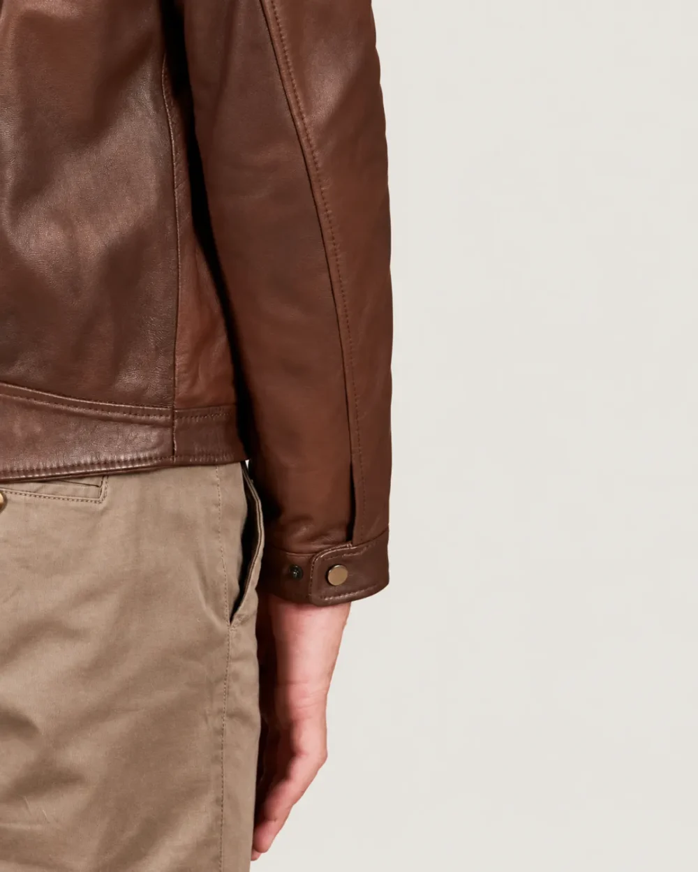 lossiemouth-chestnut-brown-leather-cafe-racer-jacket-sleeves Lossiemouth Chestnut Brown Leather Café Racer Jacket
