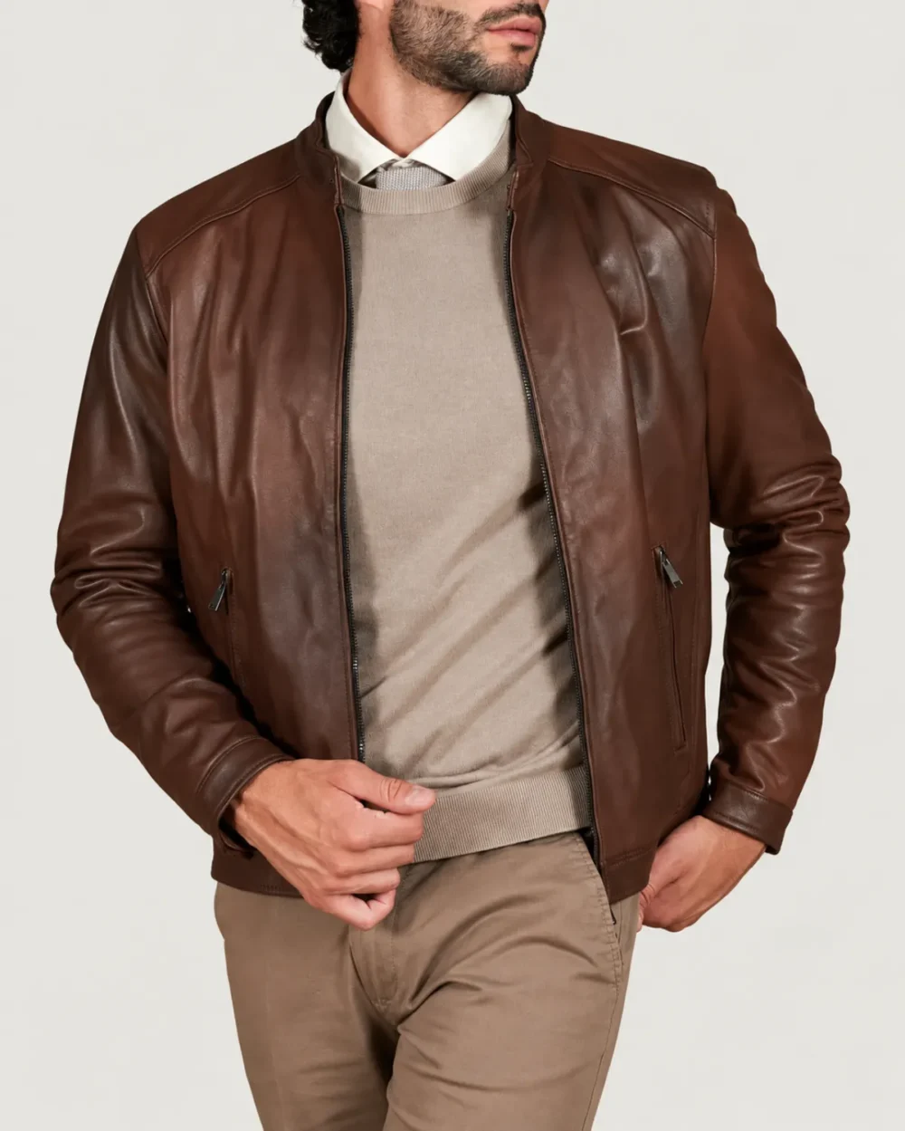 lossiemouth-chestnut-brown-leather-cafe-racer-jacket-style Lossiemouth Chestnut Brown Leather Café Racer Jacket