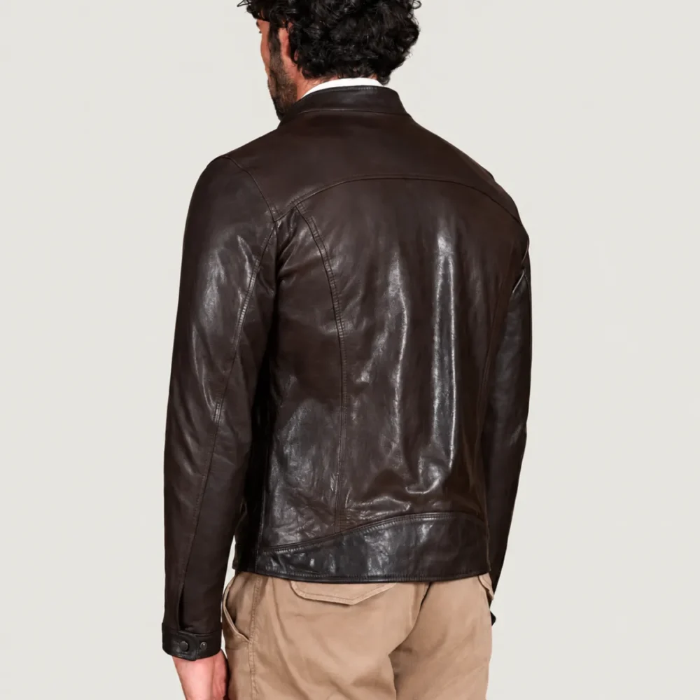 Lossiemouth Dark Brown Leather Café Racer Jacket