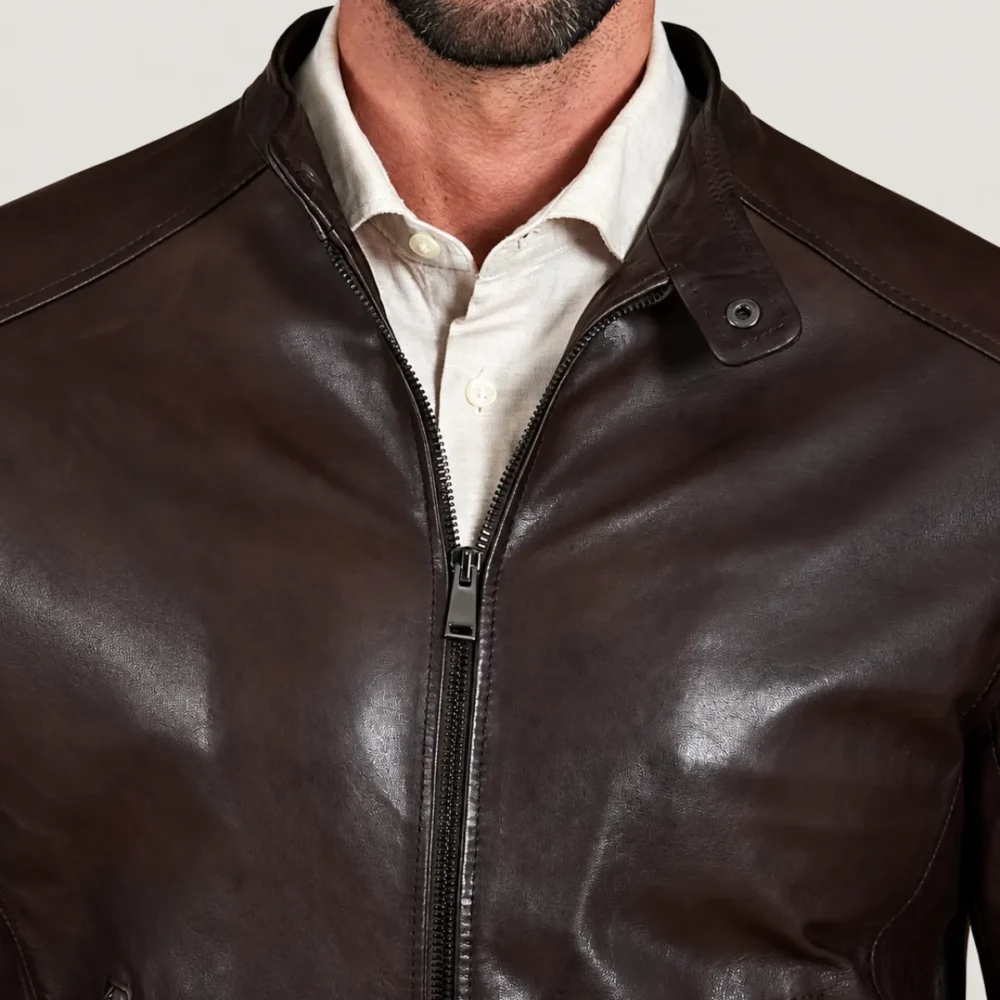 Lossiemouth Dark Brown Leather Café Racer Jacket